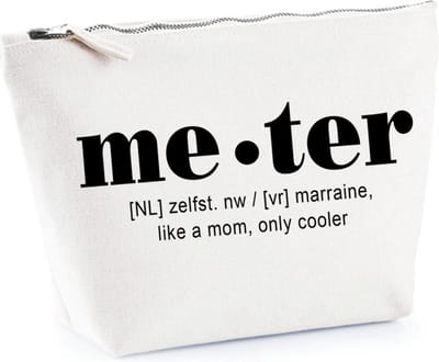 Toilettas - meter - cadeau - katoenen tas - wit - meter vragen - geschenk