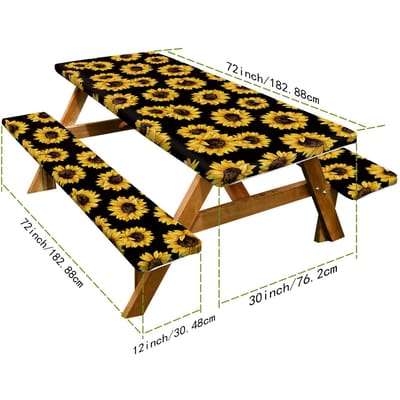 Picknicktafel en Stoelhoes Tuin Buiten Picknicktafel en Stoel Beschermhoes Driesets Picknicktafel Bank Elastische Stofhoes 76.2CM+182CM