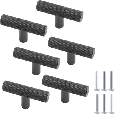 Set van 6 matte zwarte kastknoppen voor keukenkasten en meubels