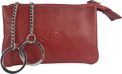 Portemonnee Dames – Rood - Soepel Leer - Sleuteletui met rits – Mini Portemonnee - Sleutelhoesje