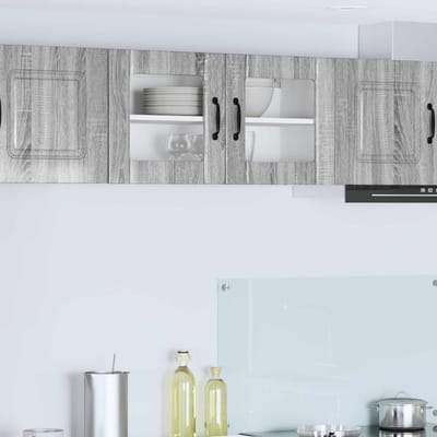 vidaXL - Wandglas - Kasten - LUCCA - Grijs - sonoma - 80 - x - 31 - x - 40 - cm - Bewerkt - hout