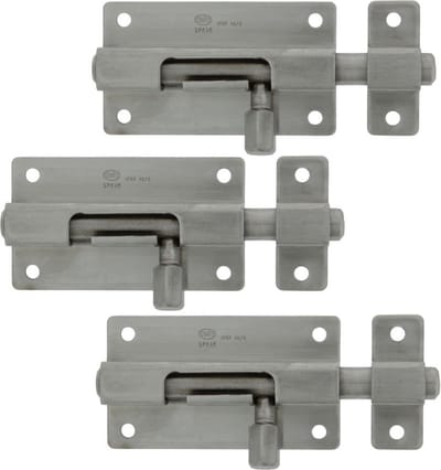 AMIG schuifslot/plaatgrendel - 6x - RVS - 4 x 3.7cm - Inox matte afwerking - deur - schutting - hek