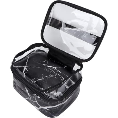 Dubbellaags Cosmetische Tas Transparant Grote Capaciteit Make-up Tas Hoge Draagcapaciteit PVC Draagbare Reis Make-up Tas voor white