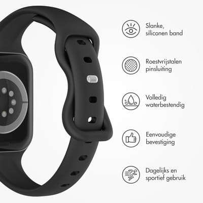 Slim siliconen bandje - Geschikt voor Apple Watch 1, 12, 2, 3, 4, 5, 6, 7, 8, 9, 10, 11 (42 mm), SE - 38/40/41 mm - Zwart