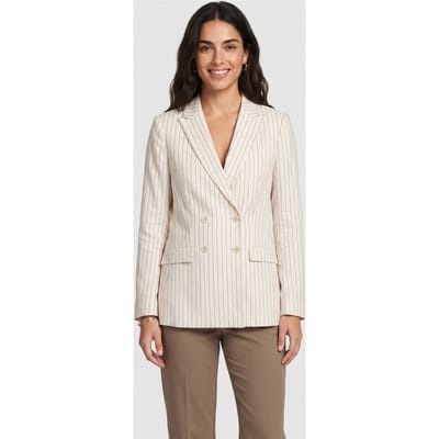 Brooks Brothers Pinstripe Linen Blend Double-breasted Blazer White Größe: XS | Blazer Outlet | Damen | Weiß