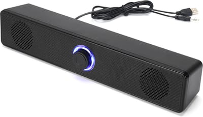 Luidspreker - USB Soundbar - Bedrade Regelaar - Voor Computer - Stereo Geluid - Voor Werk & Spel - Zonder Bluetooth - Zwart - Lang Formaat - 1 Stuk
