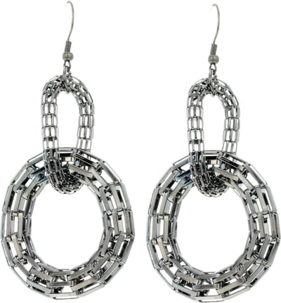 Behave - Dames oorbellen antracietkleur retro statement stijl - 7,5 cm