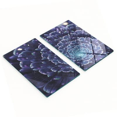 Decoratieve glazen snij- en serveerplanken met fractale bloemmotief, 2x30x52 cm