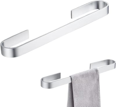 Handdoekhouder 40 cm - Wandmontage zonder boren - Elegant zilver - Eenvoudige installatie - ShopVlot