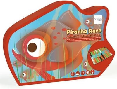 SCRATCH Junior Backgammon - Piranha Race - 38X28Cm - 7 Jaar