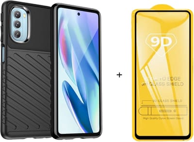 Silicone TPU gel zwart hoesje Motorola Moto G51 5G met (full cover) glas screenprotector