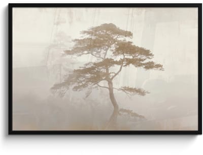 Poster in lijst - Fotolijst 120x80 cm - Posters - Boom - Oosterse stijl - Landschap - Posterlijst zwart - Decoratie - Wanddecoratie woonkamer - Muurdecoratie slaapkamer