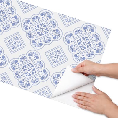 Coloray Meubel Wrap Folie - Blauw Meubelfolie - 50x100 cm - Plakfolie Meubels Blauw patroon - Decoratiefolie Zelfklevend - Klassiek Meubelfolie - Meubelfolie Zelfklevend - Badkamer decoratie - Achtergronden en patronen