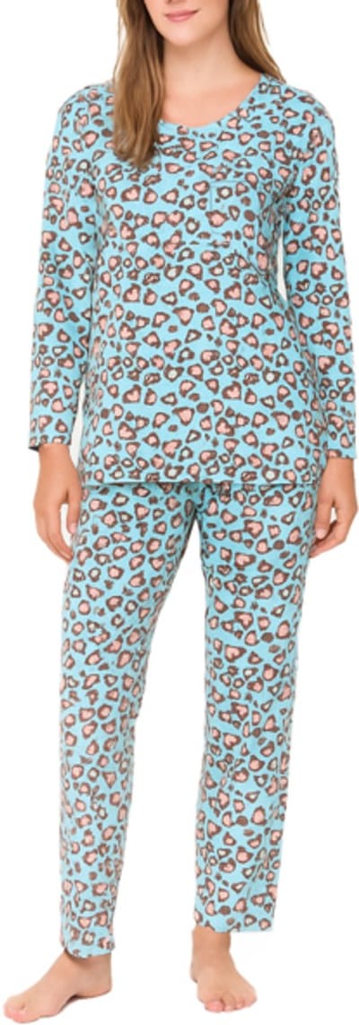 Dames Pyjamaset met Panterprint 2320 Maat- XXXL Blauw