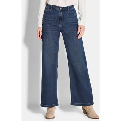 Jeans VERA met wijde pijpen - donkerblauw - Gr. 20 van Goldner Fashion