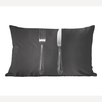 Sierkussens - Kussentjes Woonkamer - 50x30 cm - Vork - Mes - Zilver