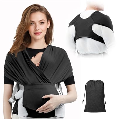 carmdering - Babydraagzak - Stretchy Draagzak - Ergonomische Draagzak - 95% katoen, 5% spandex, tot 15 kg - Zacht, ademend, heupvriendelijk - Verstelbaar, meerdere posities - Zwart - Geschikt voor pasgeborenen tot peuters