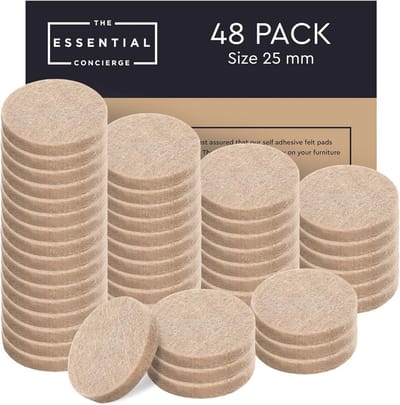 Vilt Pads voor Houten Vloeren - 25 x 25 mm Ronde Vilt Pads - 48 Stuks