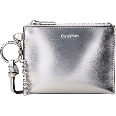 Calvin Klein Script Hardware Metallic Pouch Silver Metallic Taglia: OS | Pochette Outlet | Donna | Grigio