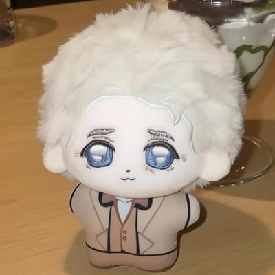 Hanger Aziraphale Good Omens Pluche Pop 10cm Cartoon Lichaamsprint Crowley Knuffel Speelgoed Ornament Pop Fans Verjaardag Kerstcadeau 10cm