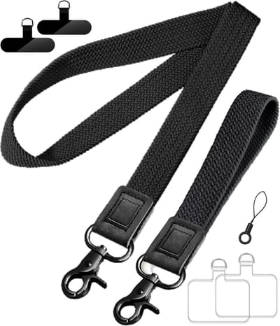 Luxe Nek & Pols Lanyard Set - Rekbaar Keycords - Universeel Telefoonkoord Set met 4 Bevestigingsplaatjes, Badgehouder - Keycord Strap Sleutelhanger - Sleutelkoord Telefoonketting - GSM Telefoon Koord - Keykoord Pashouder - Nekkoord Phone Ketting/Cord