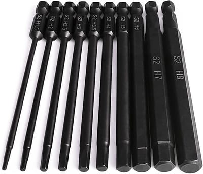 Inbussleutel Bit Set met Zeskant Schacht, 10 Delig, 4 Inch Lengte, Magnetisch