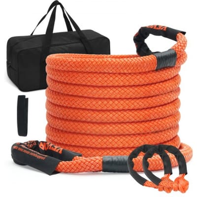 VEVOR 22 mm x 9 m sleepkabel 13.871 kg, zware off-road bergingsriem met 2 zachte sluitingen (20.000 kg) Extreem duurzame energieherstelriem met 30% elasticiteit voor Jeep Auto Vrachtwagen ATV UTV SUV Tractor