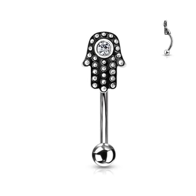 Piercing curved hamsa 1.2x8 - zilver - LMPiercings