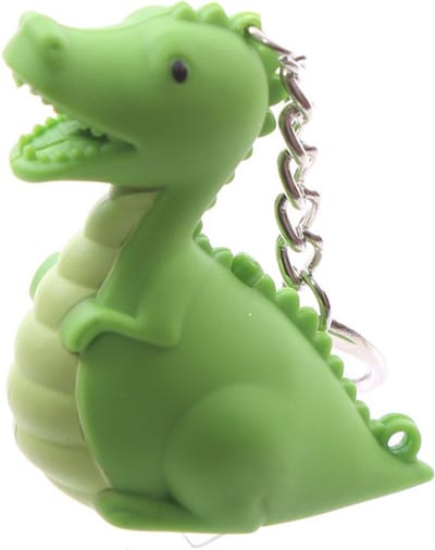 Sleutelhanger - Dinosaurus Groen - LED Licht & Geluid - 10x5x2,5cm