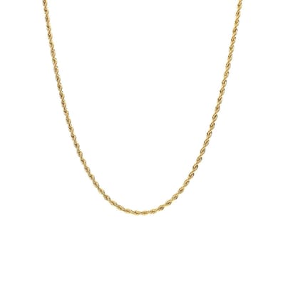 Lucardi Dames Stalen goldplated ketting koord 2,5mm - Ketting - Staal - Goud - 45 cm