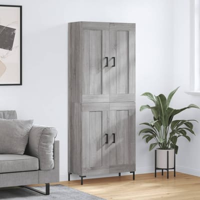 vidaXL - Hoge - kast - 69,5x34x180 - cm - bewerkt - hout - grijs - sonoma - eikenkleurig