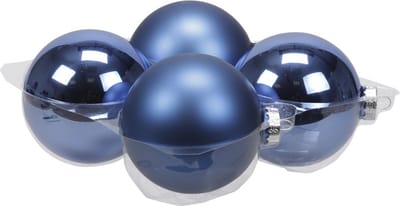 4x stuks kerstversiering kerstballen blauw (basic) van glas - 10 cm - mat/glans - Kerstboomversiering