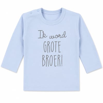 Shirt Aankondiging zwangerschap Ik word grote broer | lange mouw | licht blauw maat 74 zwangerschap aankondiging bekendmaking Baby big bro brother