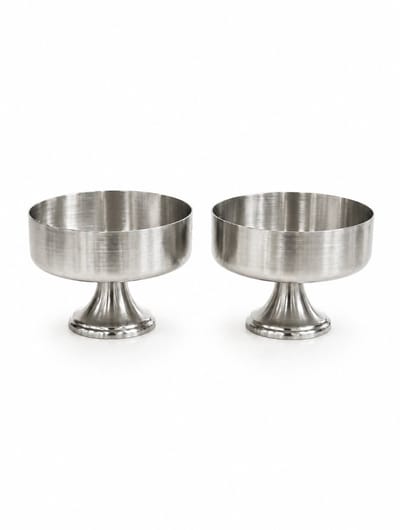 Aura – dessertschalen – 2-delig – roestvrij staal – zilver – 200 ml, 10 cm, vaatwasser