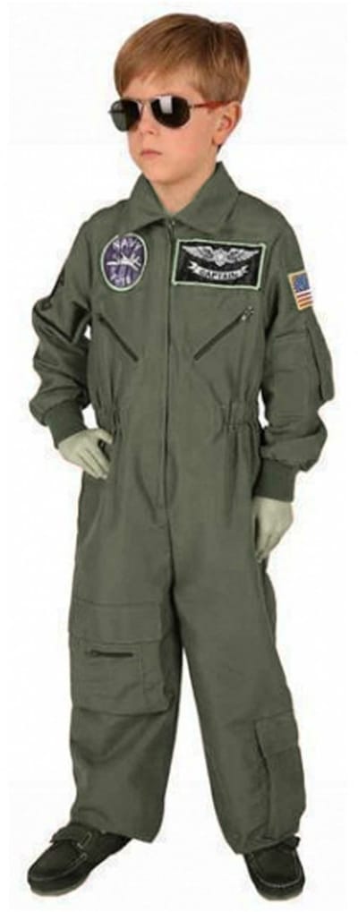 Leger piloot carnaval verkleed kostuum - jumpsuit - voor kinderen - groene overall - Piloten - TopGun 128
