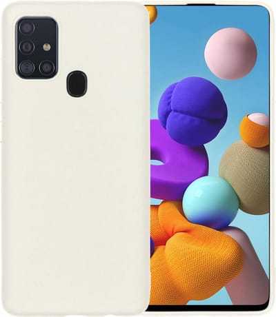 Hoesje - Geschikt voor Samsung Galaxy A21s - Sterk & Shockproof - Siliconen Case - Hoes Cover - Telefoonhoes - Wit