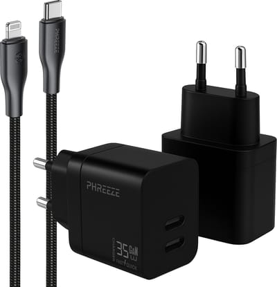 35w usb C oplader 2 poorten met geschikt voor iPhone iPad met Lightning kabel naar usb C snellader - 1 meter
