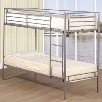 Stapelbed Nora metaal - grijs - Poldimar - Stapelbed - Grijs - Metaal Eenpersoons Stapelbed
