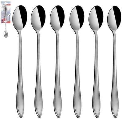Dessertlepel Edelstaal 6 stuks - Lepel met Lange Steel - Latte Macchiato - Koffielepel - Set