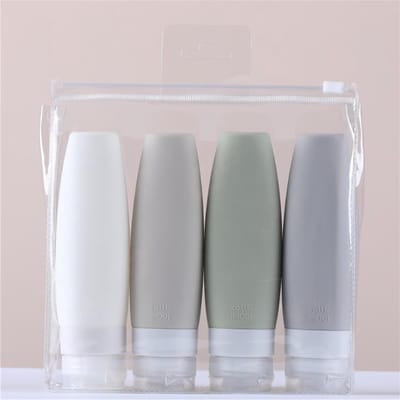 Set van 4 Levensmiddelenveilige Silicone Reisbottles - Lekvrije, Navulbare Flessen voor Shampoo, Cosmetica en Lichaamslotion