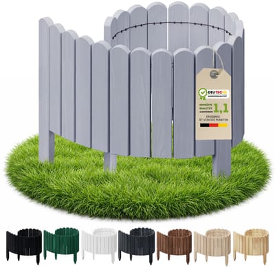 Floranica borderrand plantenborder 10 x 100 cm zilver graskant houten tuinafsluiting houten hekwerk flexibele rollborder