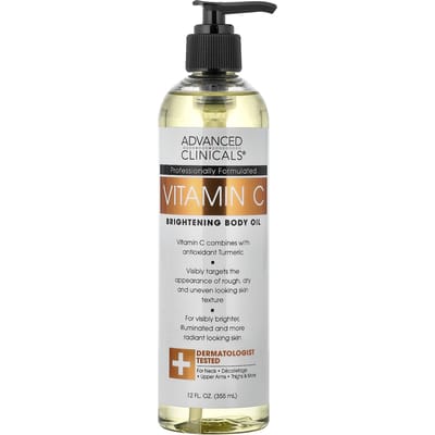 Advanced Clinicals, Vitamine C, Huile Corporelle Éclaircissante, 355 ml (12 fl oz) white