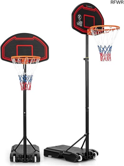 RFWR® Verstelbare Basketbalkorf voor Buiten - Draagbare Stand met Wielen en Weerbestendig Ontwerp