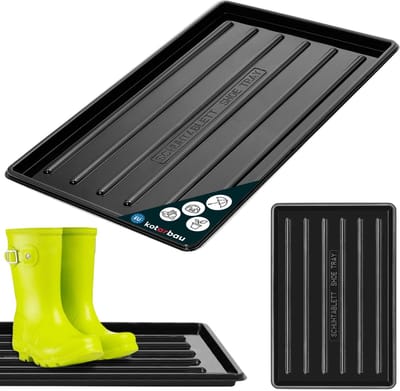KOTARBAU® Schoenenlekbak, Lekbak Schoenen, Kunststof, 45 x 30 cm, Zwart, Schoenendruipbak, Schoenmat, Laarzen Afdruipmat, Lekbak voor Natte Schoenen, Schoenafdruipbak, Schoenenschaal