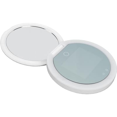 Miroir Caméra Test Crème Solaire Miroir Grossissant 2X Caméra Crème Solaire Miroir Maquillage Portable avec Lumière LED pour Voyage Peau gray