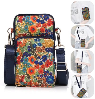 Dailygoods- Telefoon Tas - Multifunctionele Schoudertas - Bloemenpatroon - Lichtgewicht Crossbody Tas - Mini Handtas - 3 Ritscompartimenten