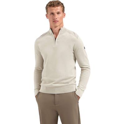 No Excess Pullover Half Zip Plated Structure Knit Kit Maat: L | Sweaters Outlet | Heren | Beige
