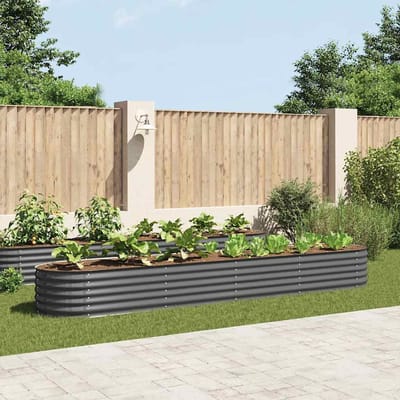 vidaXL - Plantenbak - verhoogd - 400x80x44 - cm - gegalvaniseerd - staal - grijs