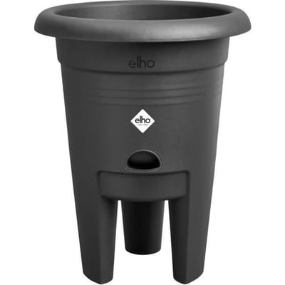 Elho green basics aardbeien pot - plantenpot voor moestuinieren - Aardbeien Kweken en Oogsten - 33cm - Living black