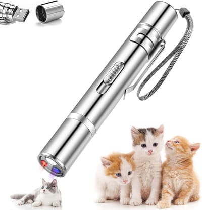 Sandeer Shop Speelgoed voor katten, interactief speelgoed voor katten, speelgoed, 4-in-1, kattenspeelgoed, multimode, 5 patronen, trainingsgereedschap voor katten, honden, jagers